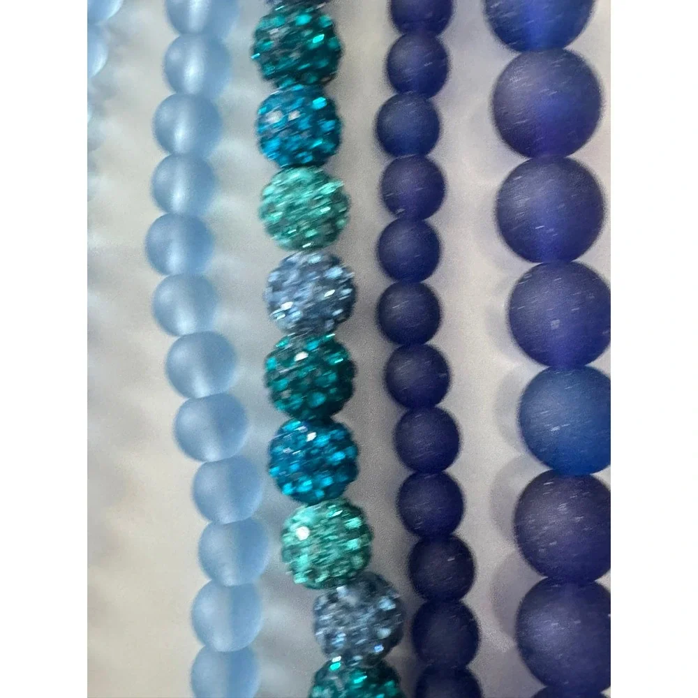 Color Gallery Bead Treasures Blue Teal Rhinestone‎ Frosted Acrylic Bead Strands